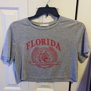 romwe large grey crop top shirt, worn very few times